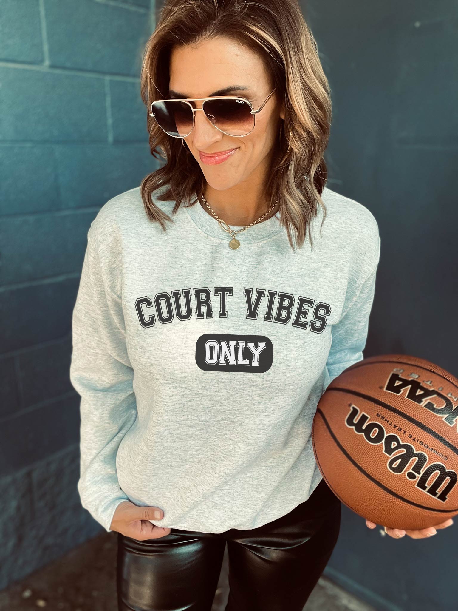 Court vibes only basic sweatshirt words Gildan 18000 sweatshirt 