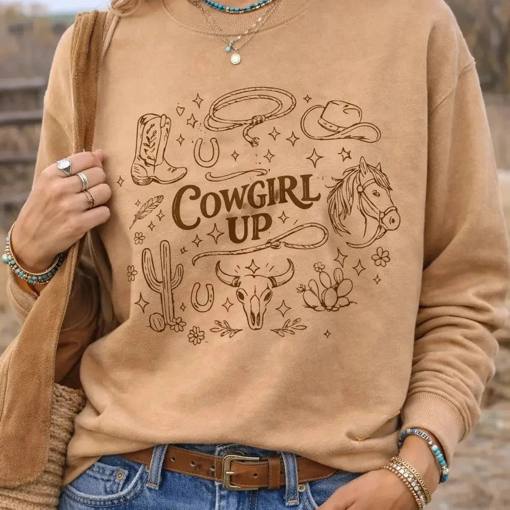 Cowgirl Up Sweatshirt Graphic Design Sweatshirt Independent Trading Company 