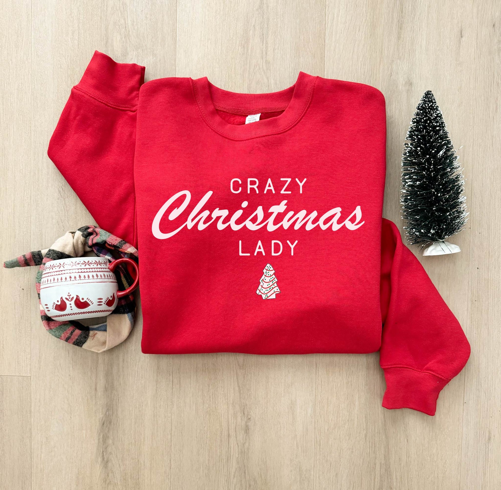 Crazy Christmas lady basic sweatshirt Words Gildan 18000 sweatshirt 