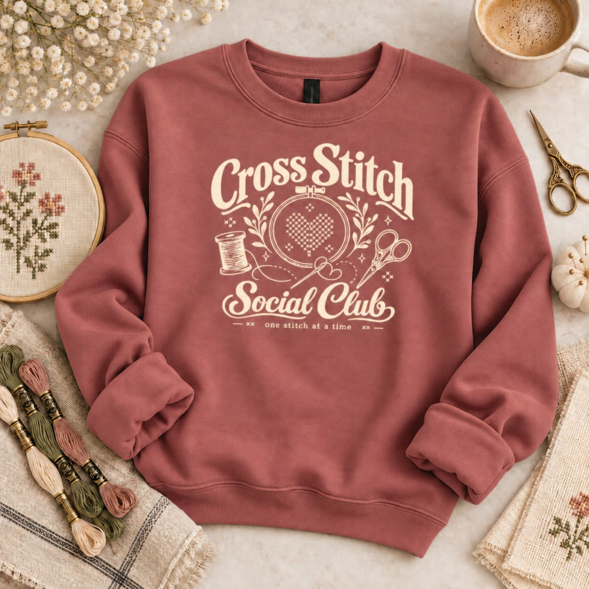 Cross Stitch Social Club Sweatshirt book Gildan 