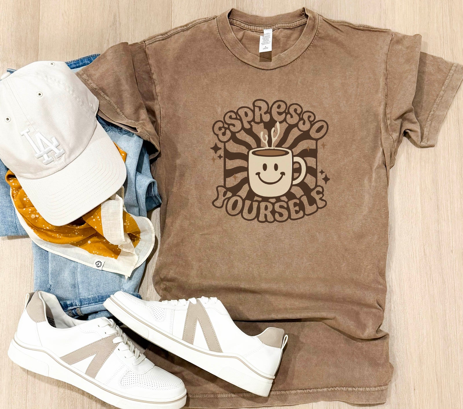 Espresso yourself vintage wash tee western Lane Seven Vintage brown 