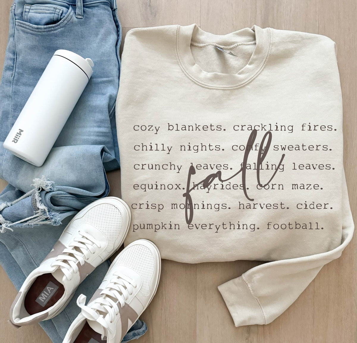 Fall words basic sweatshirt Words Gildan 18000 sweatshirt 