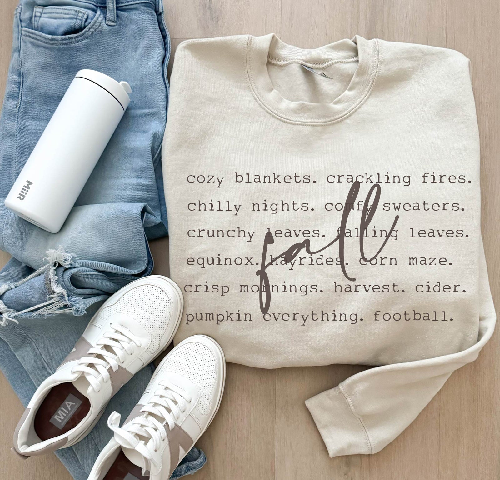 Fall words basic sweatshirt Words Gildan 18000 sweatshirt 