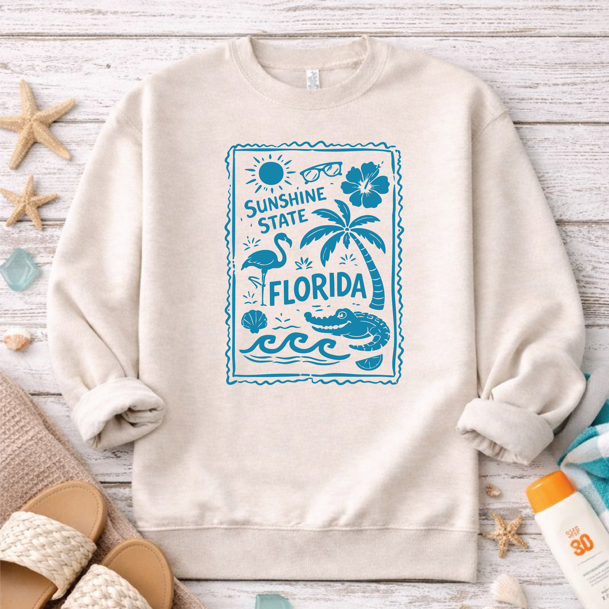 Florida Stamp Sweatshirt Graphic Design Sweatshirt Lane Seven 