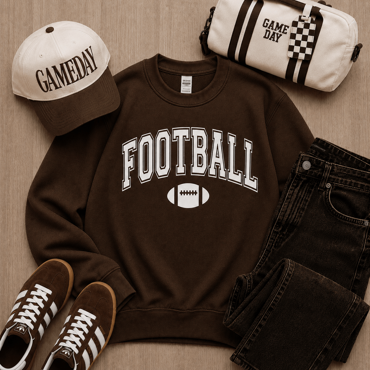 Football arch fleece sweatshirt football Lane Seven Brown XS 
