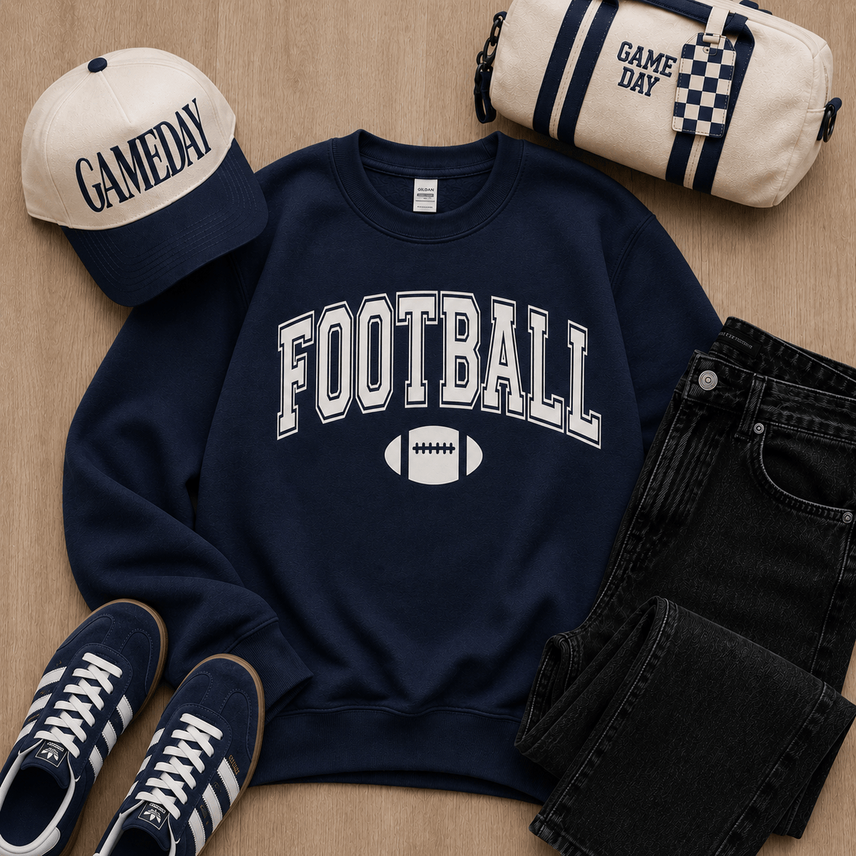 Football arch fleece sweatshirt football Lane Seven Navy XS 