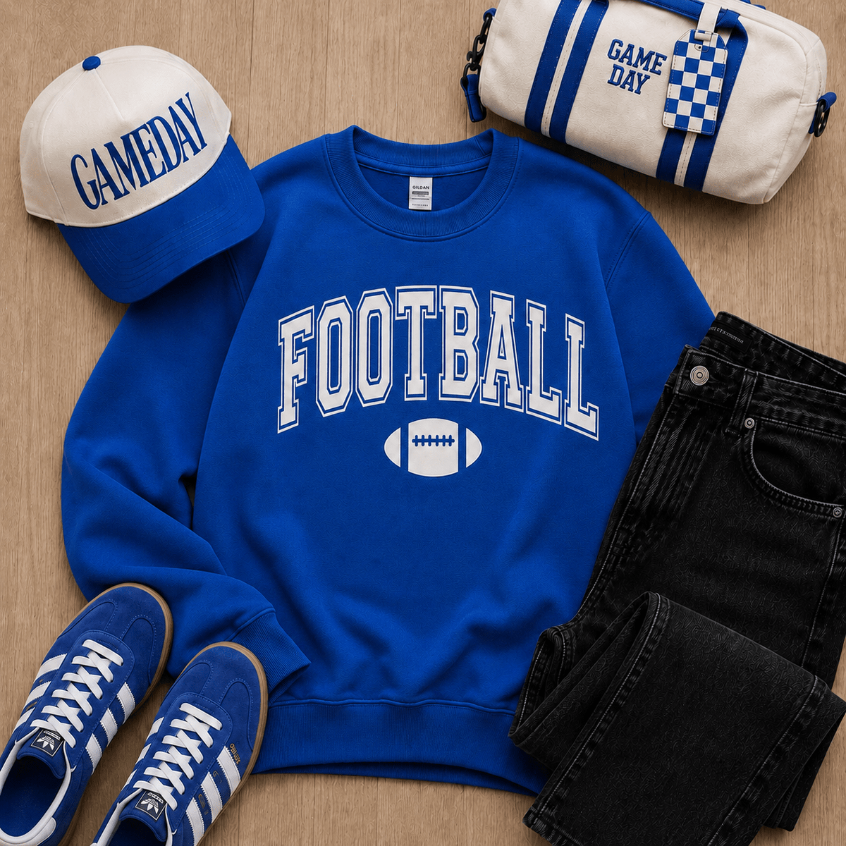 Football arch fleece sweatshirt football Lane Seven Royal blue XS 