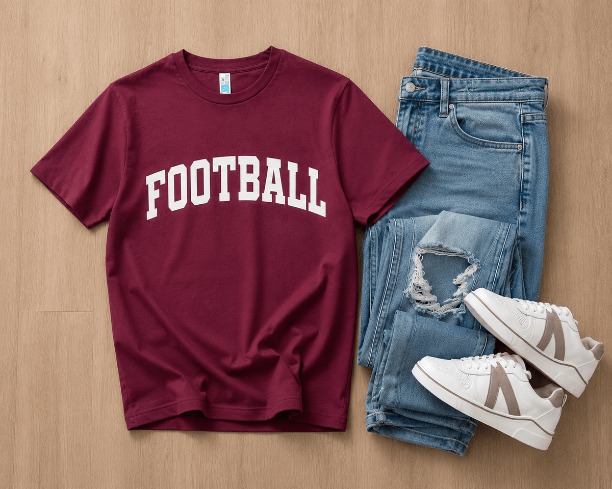 Football arch heavyweight tee football Lane seven heavyweight tee XS Maroon 