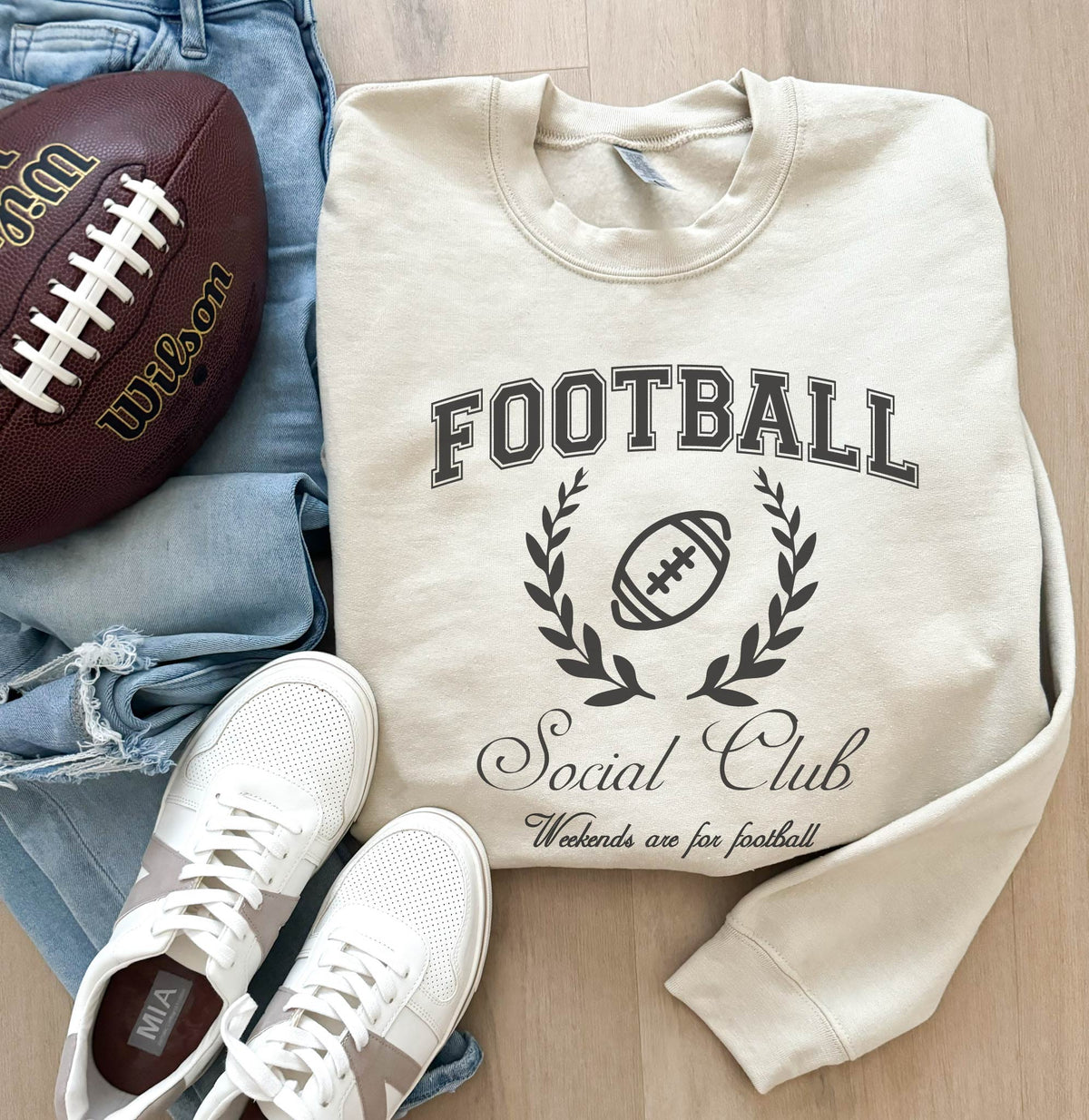 Football social club basic sweatshirt words Gildan 18000 sweatshirt 