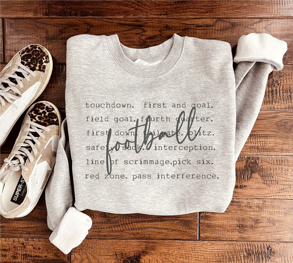 Football words sweatshirt words Gildan 18000 sweatshirt XS Athletic heather grey 