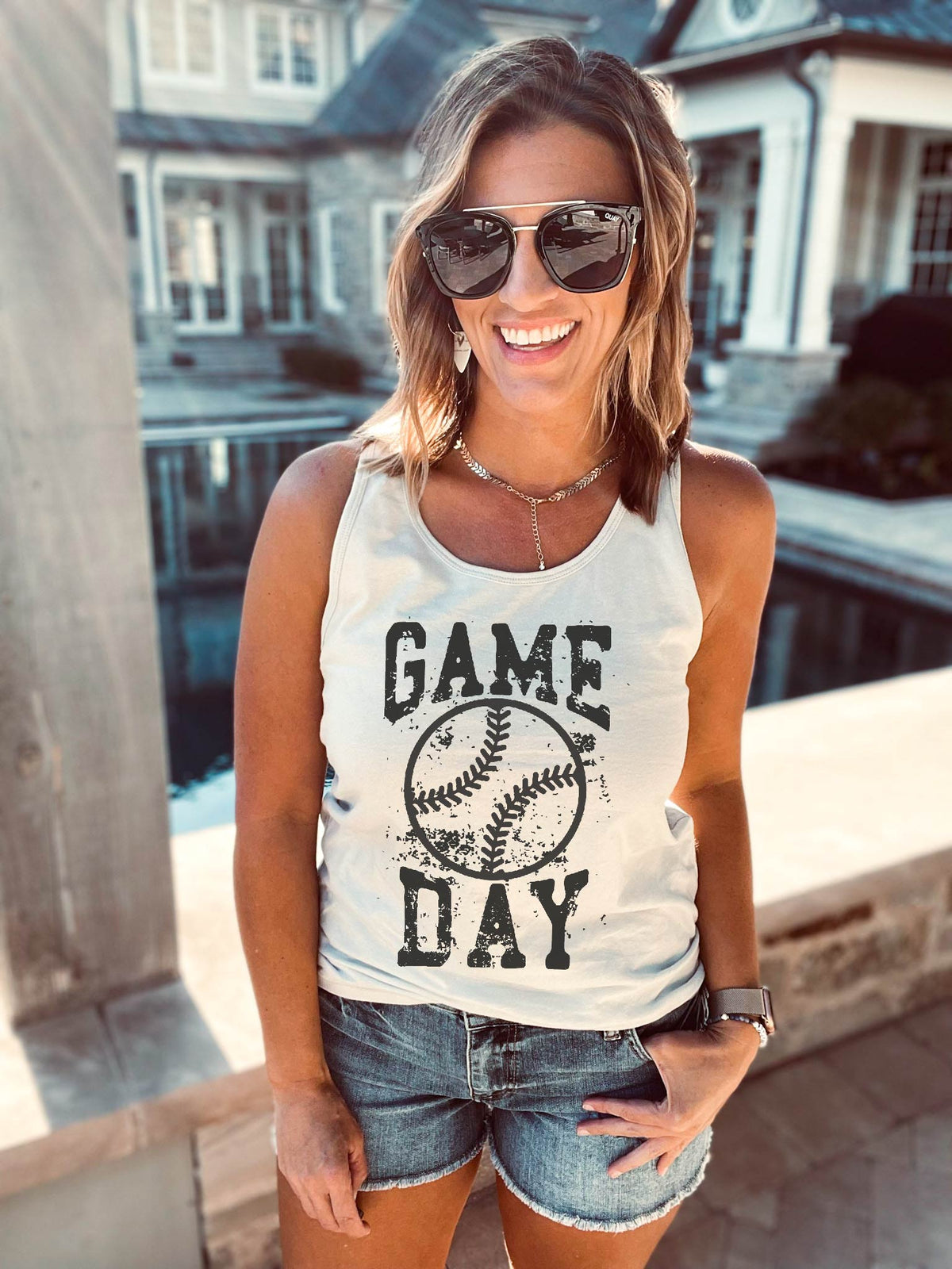Gameday grunge baseball unisex tank baeball Bella canvas unisex tank- royal blue 