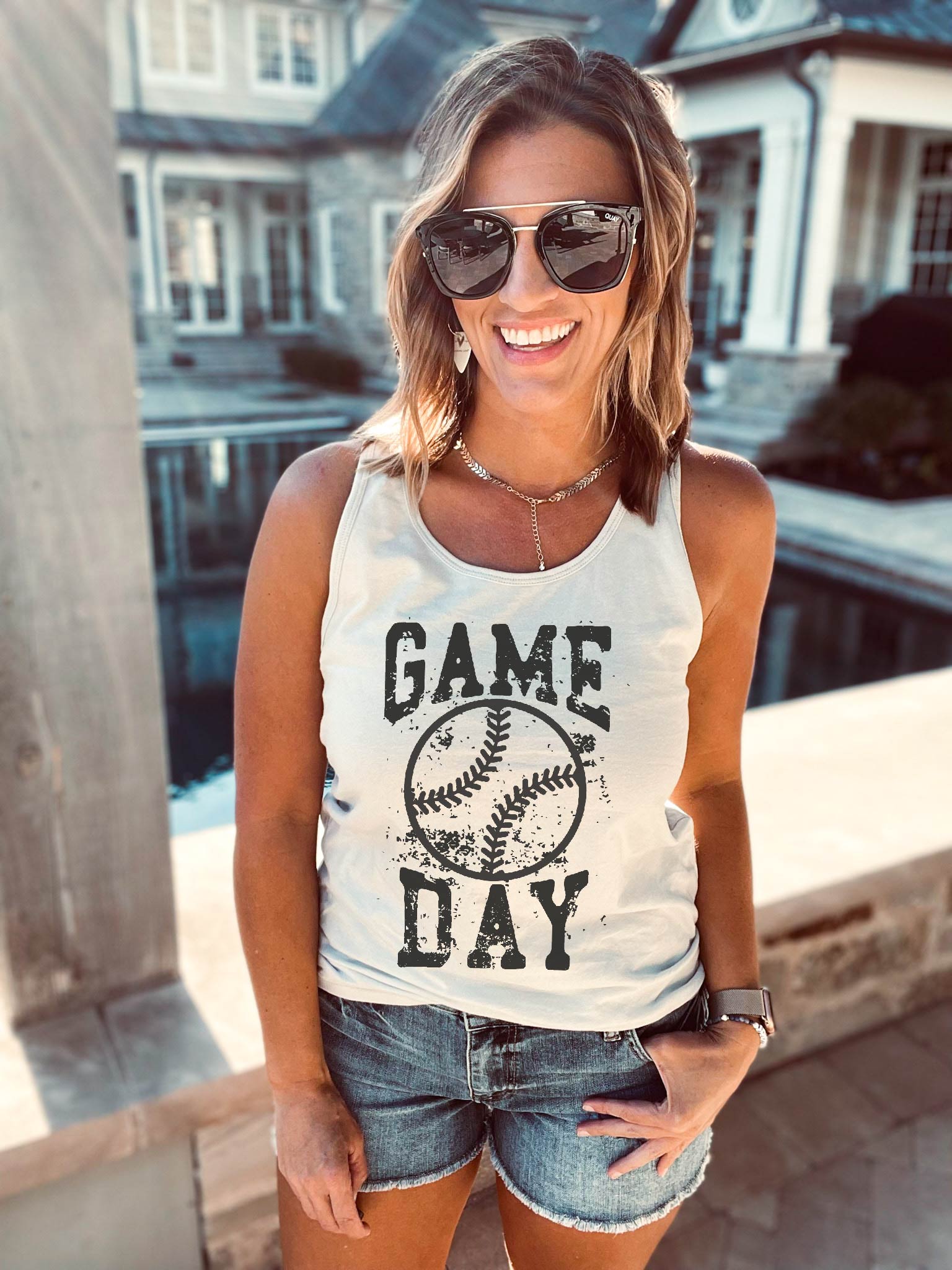 Gameday grunge baseball unisex tank baeball Bella canvas unisex tank- royal blue 