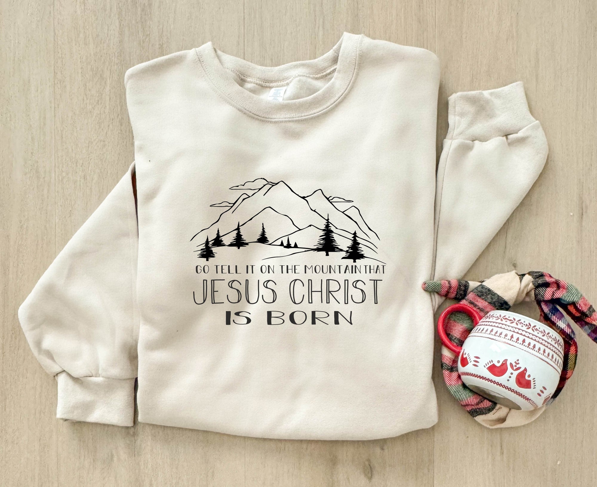 Go tell it on the mountain basic sweatshirt Holiday sweatshirt Gildan 18000 sweatshirt 