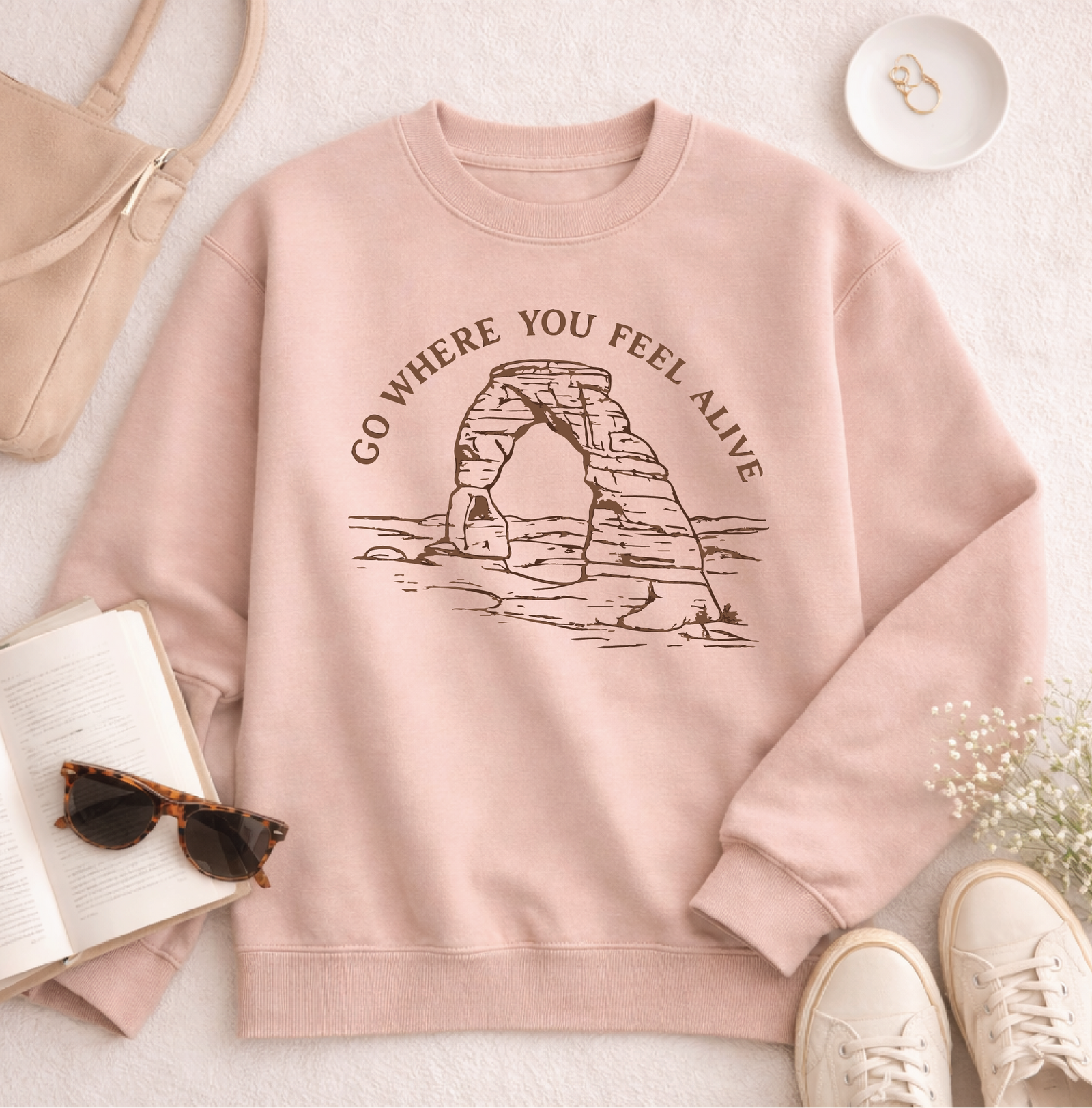 Go Where you Feel Alive Sweatshirt Graphic Design Sweatshirt Gildan 