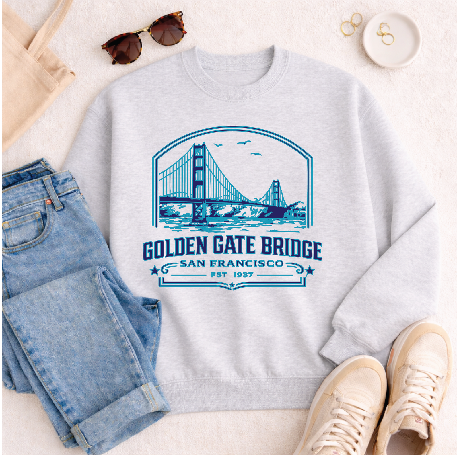 Golden Gate Sweatshirt Graphic Design Sweatshirt Lane Seven 