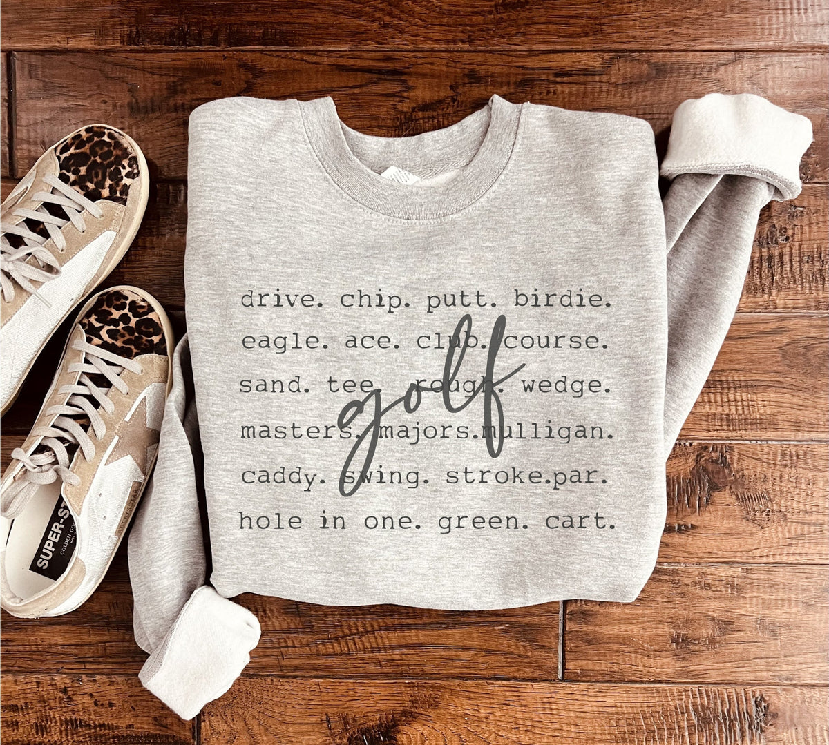 Golf words sweatshirt words Gildan 18000 sweatshirt XS Athletic heather grey 