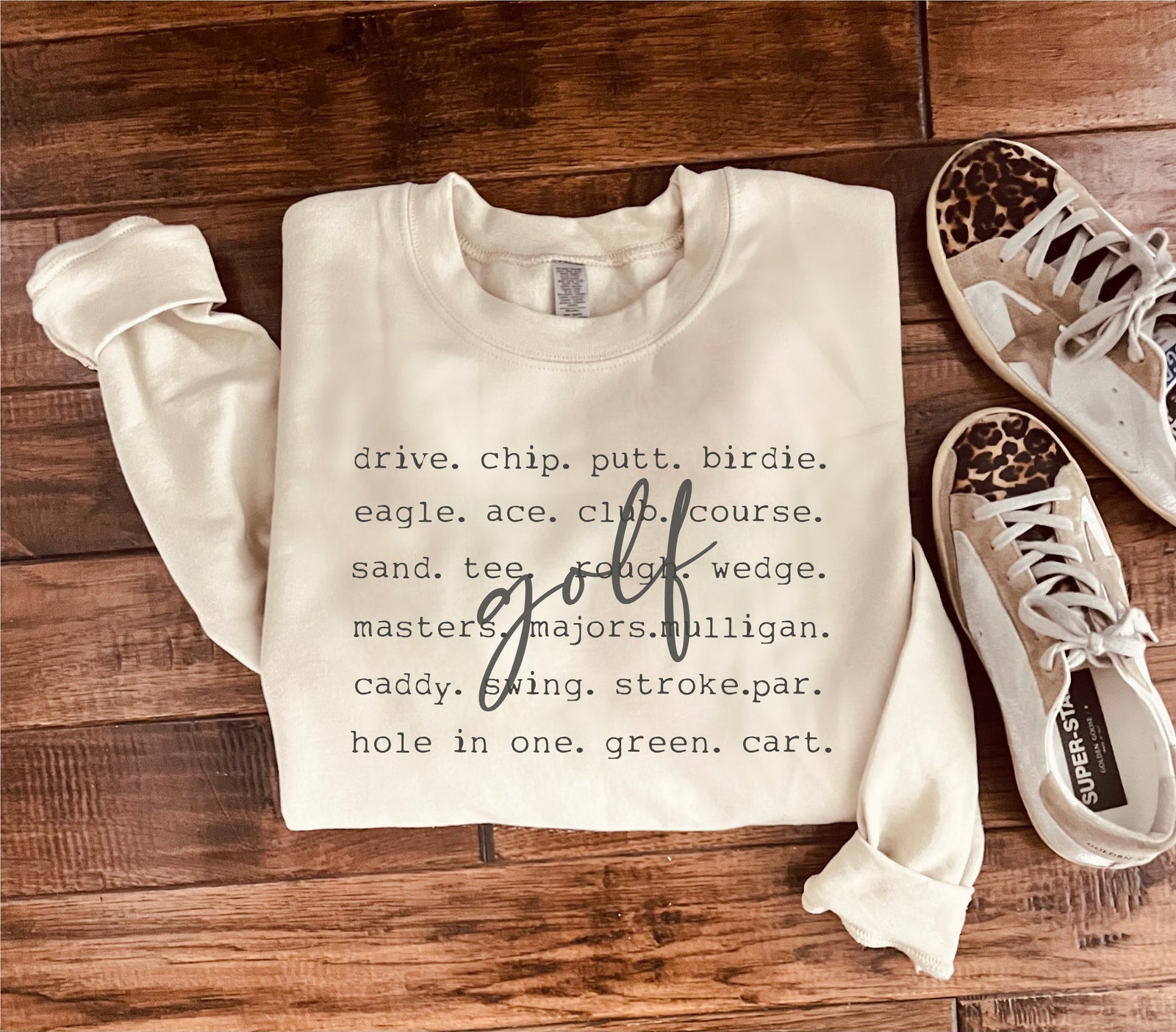 Golf words sweatshirt words Gildan 18000 sweatshirt XS Athletic heather grey 