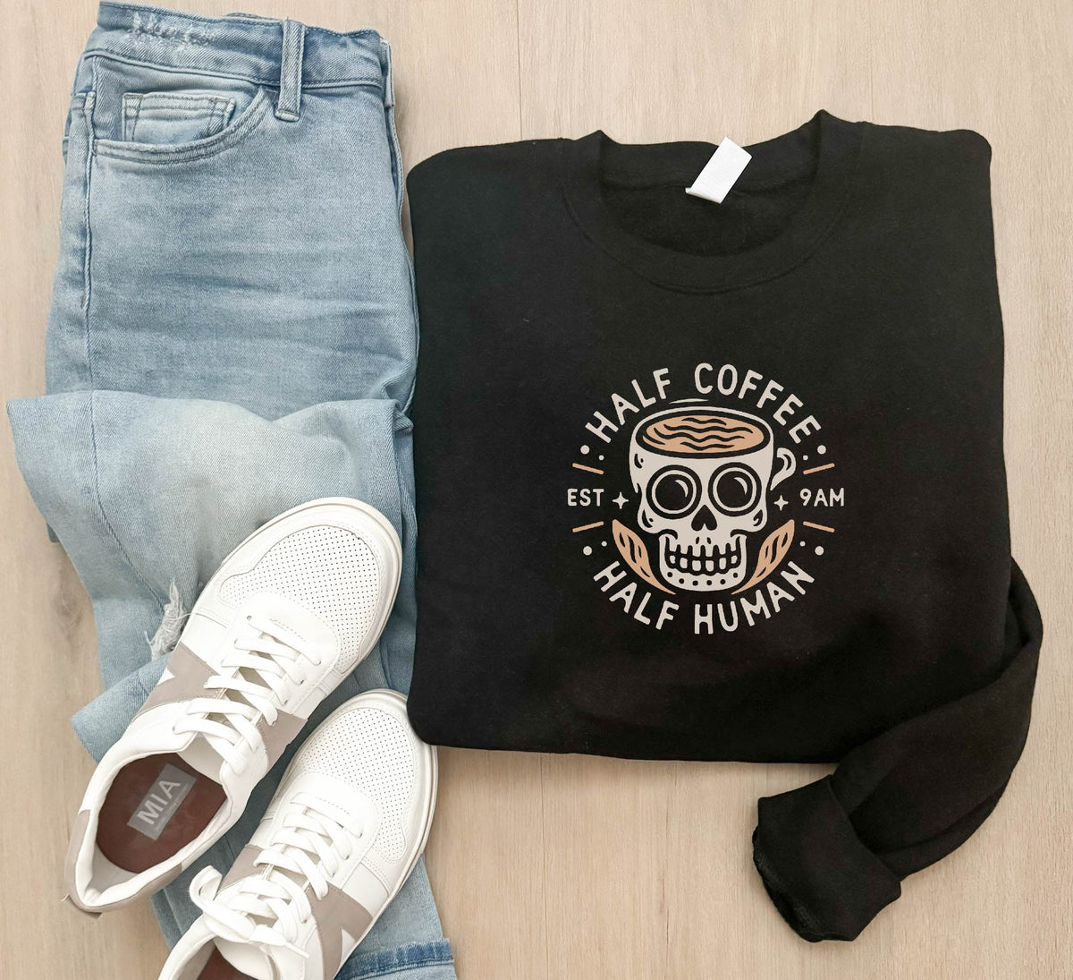 Half Coffee Half Human fleece sweatshirt Halloween sweatshirt Lane seven unisex sweatshirt 