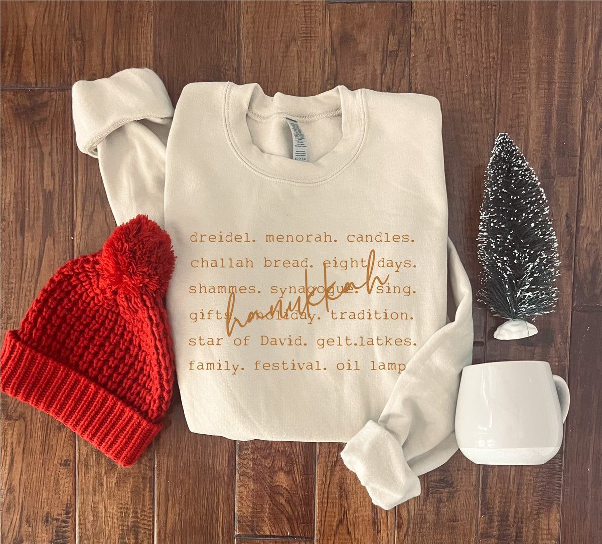 Hanukkah words sweatshirt Holiday sweatshirt Gildan 18000 sweatshirt 