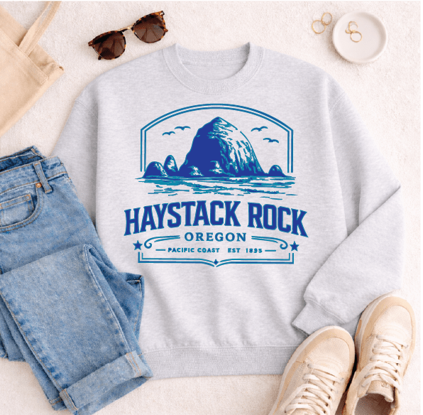 Haystack Rock Sweatshirt Graphic Design Sweatshirt Lane Seven 