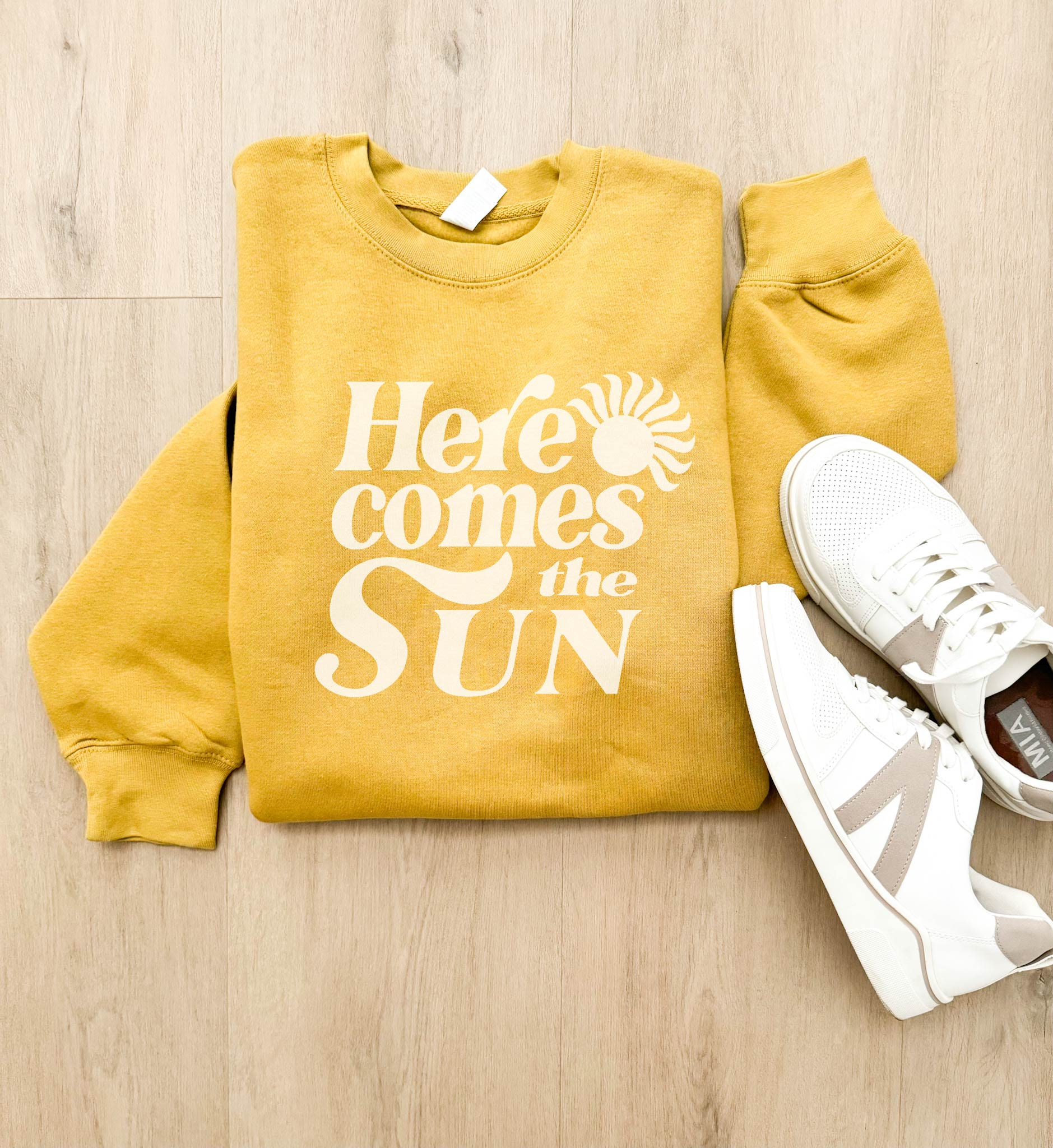 Here comes the sun fleece sweatshirt vacay Lane seven 