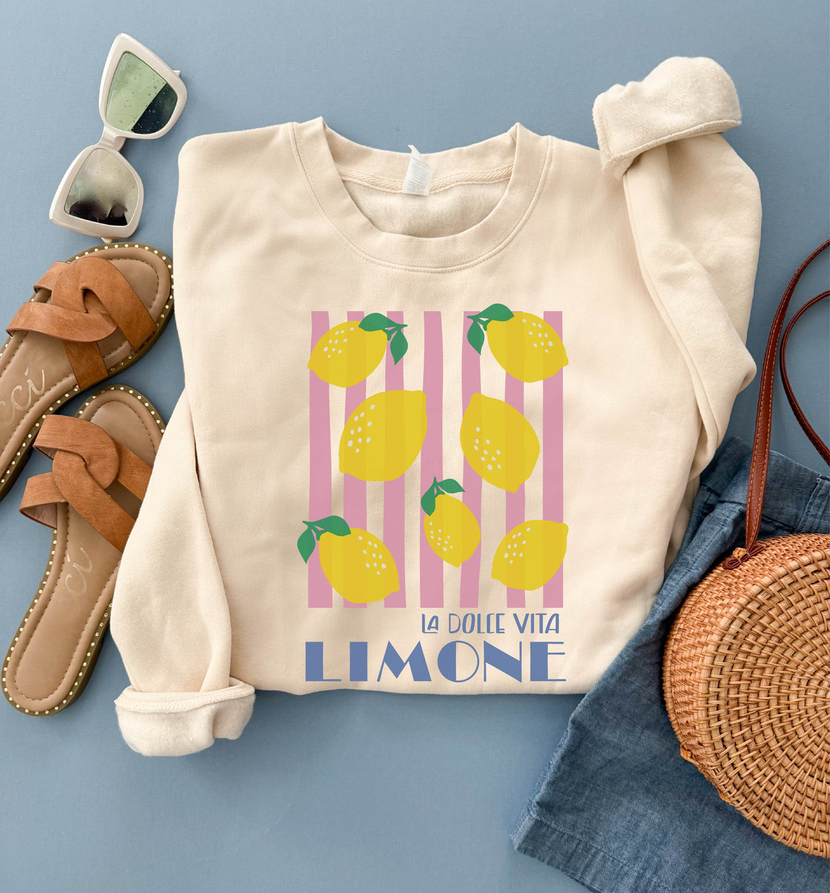 La dolce vita limone sweatshirt vacay, lake Lane Seven 