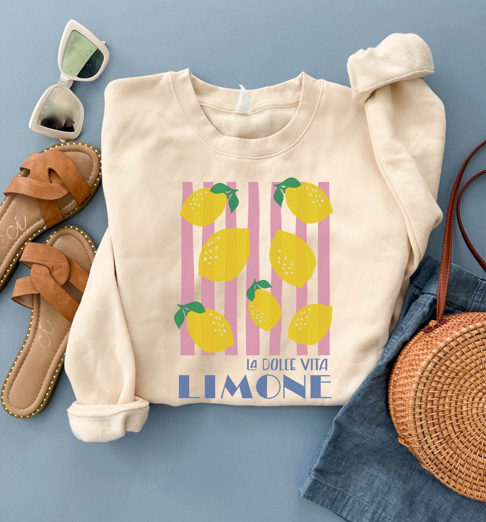 La dolce vita limone sweatshirt vacay, lake Lane Seven 