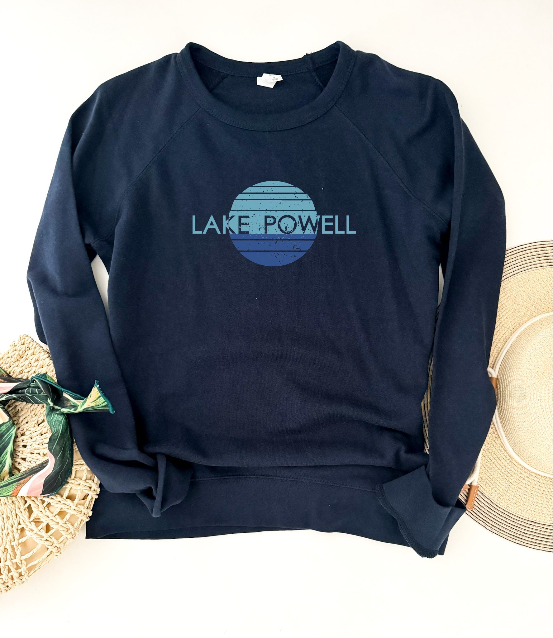 Lake Powell blue logo french terry sweatshirt National park collection Lane Seven French Terry 