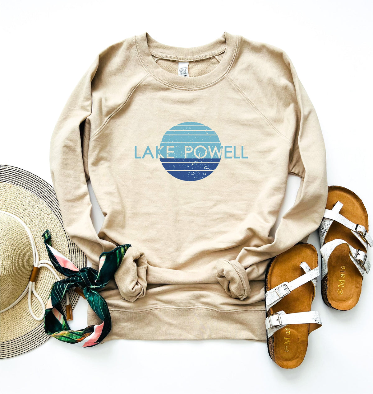 Lake Powell blue logo french terry sweatshirt National park collection Lane Seven French Terry 