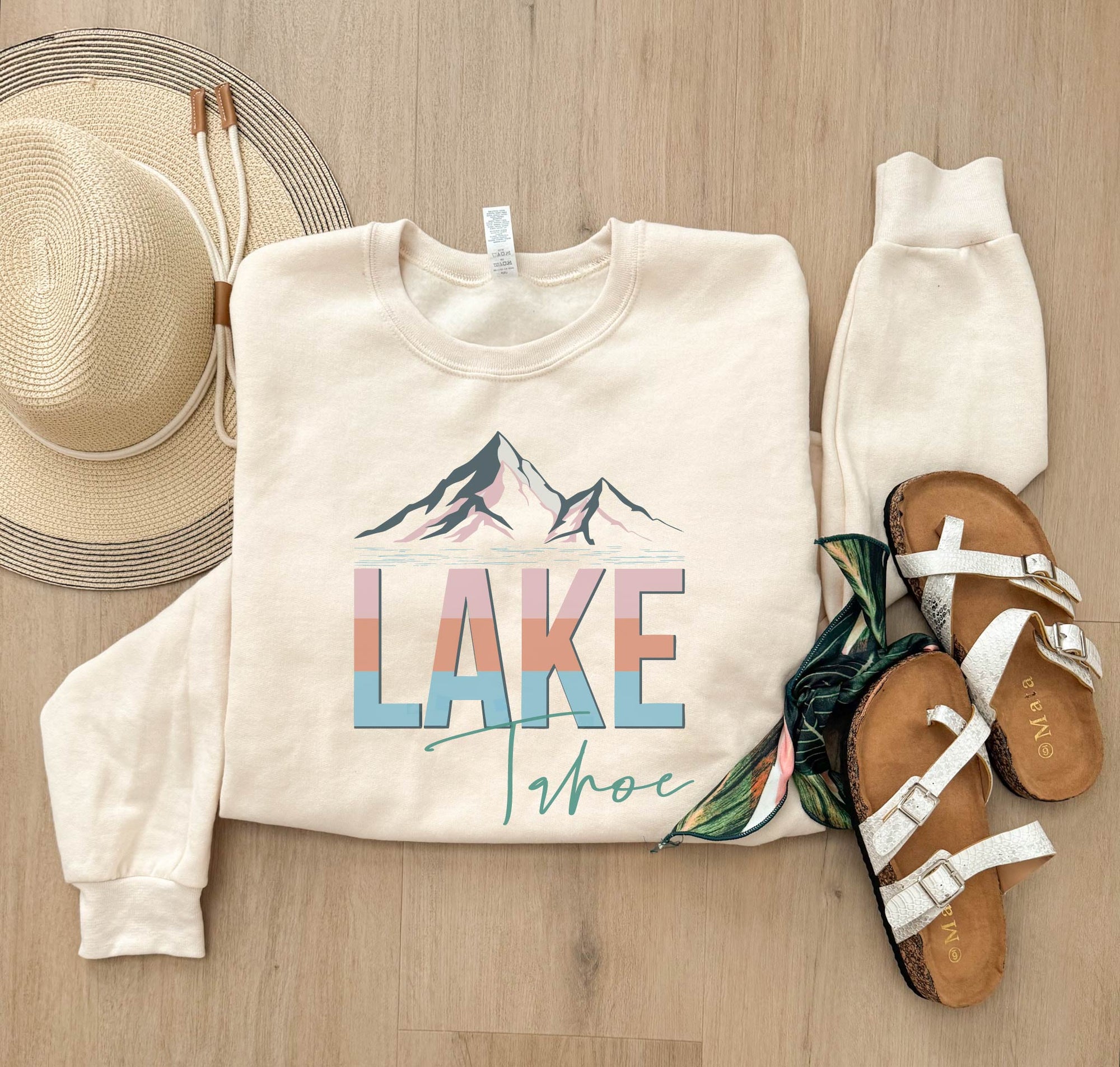 Lake Tahoe mountains fleece sweatshirt National park collection Tultex fleece 340 sand 