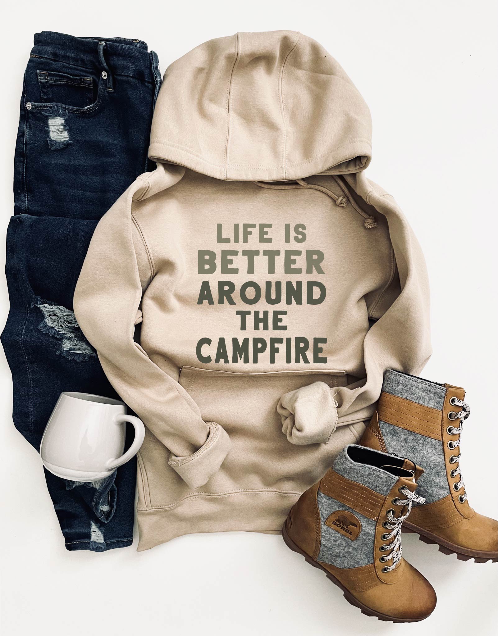 Life is better around the campfire fleece hoodie Adventure Lane seven heavyweight hoodie 