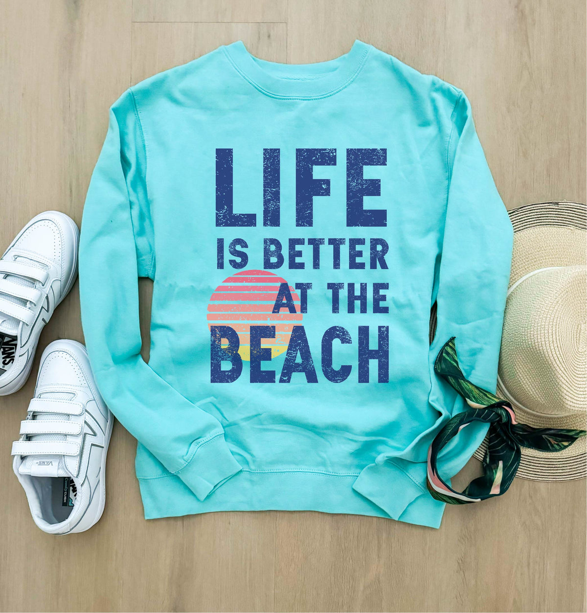 Life is better at the beach fleece sweatshirt 