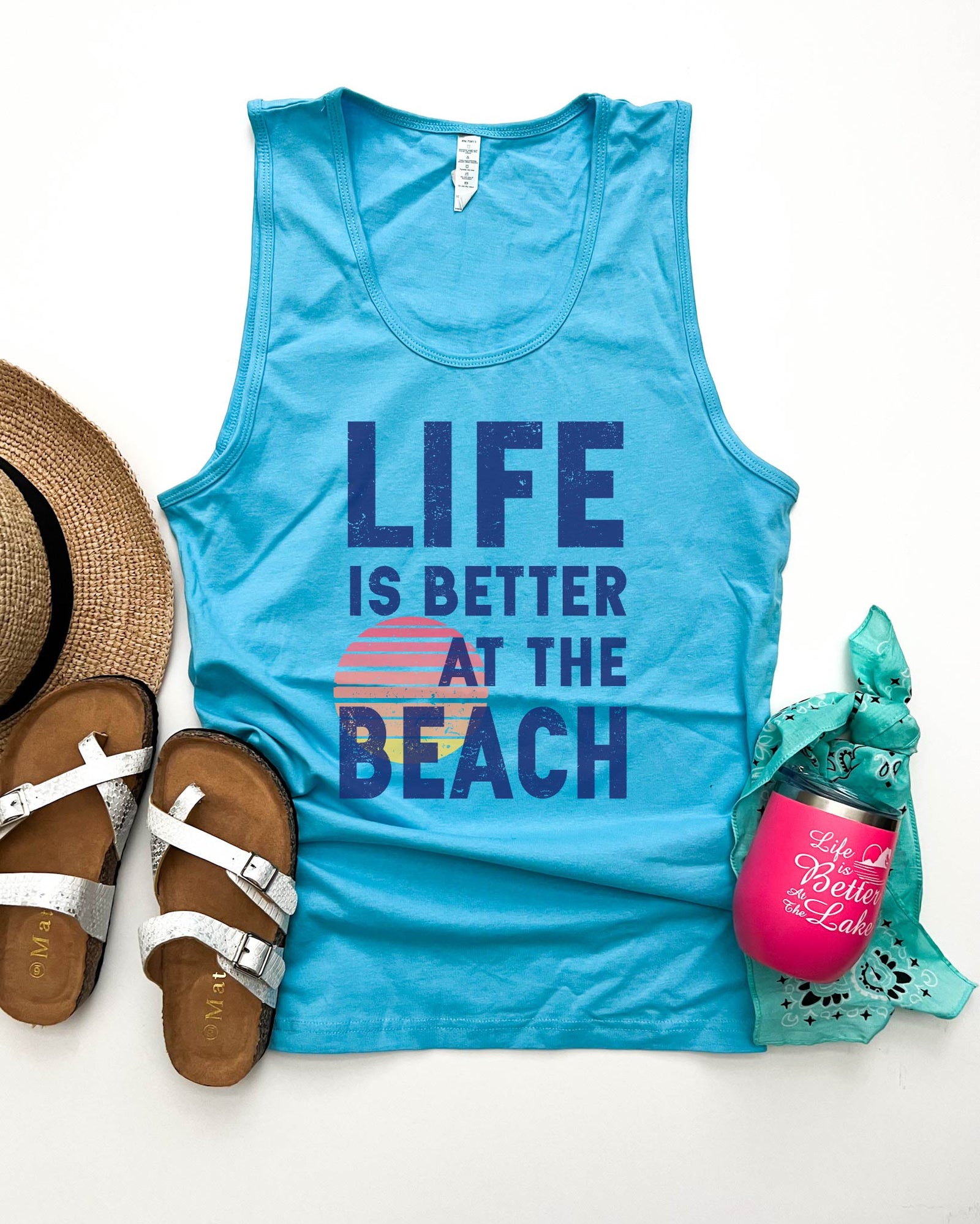 Life is better at the beach unisex tank Vacay mode Cotton heritage mc1790 