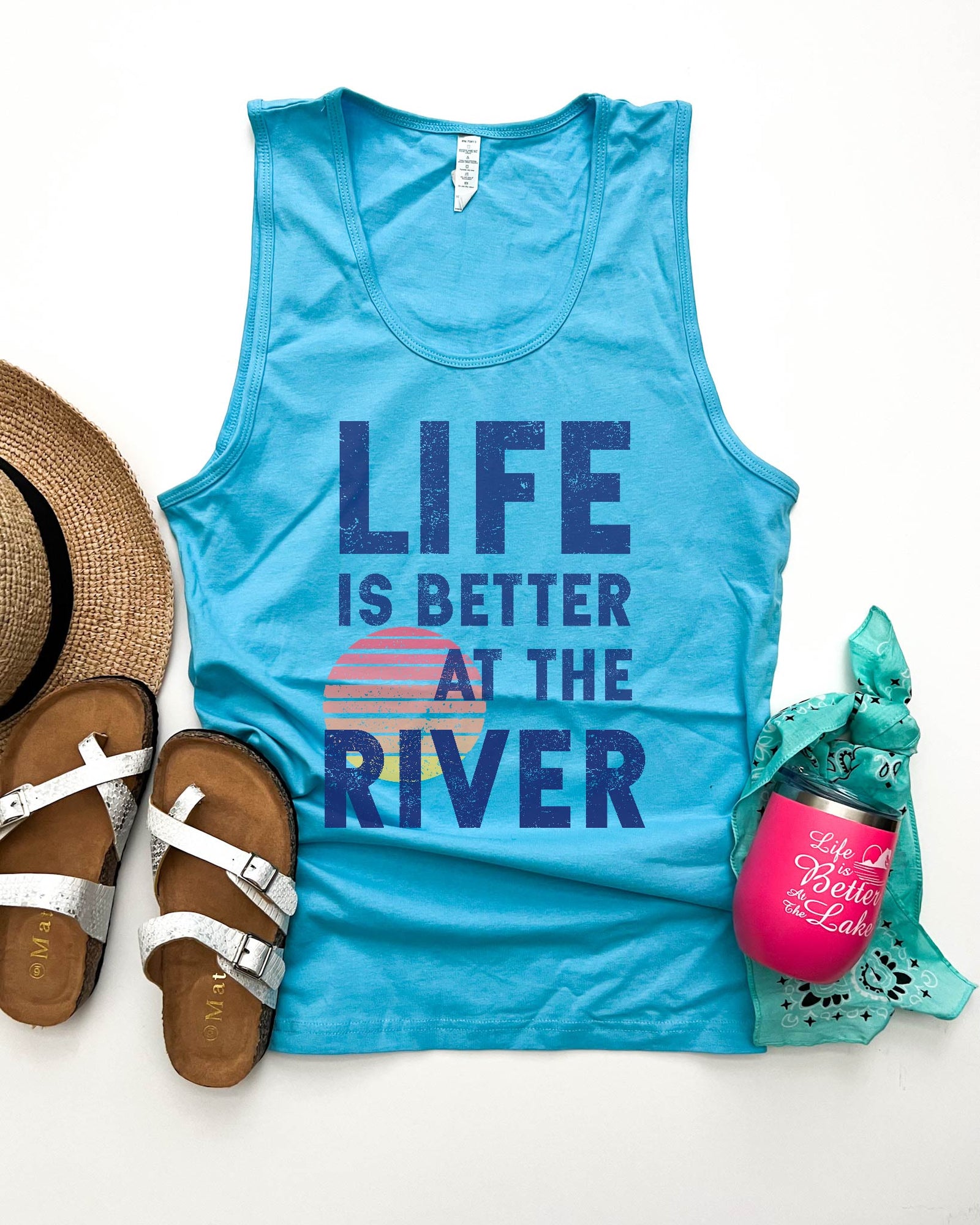 Life is better at the river unisex tank Vacay mode Cotton heritage mc1790 