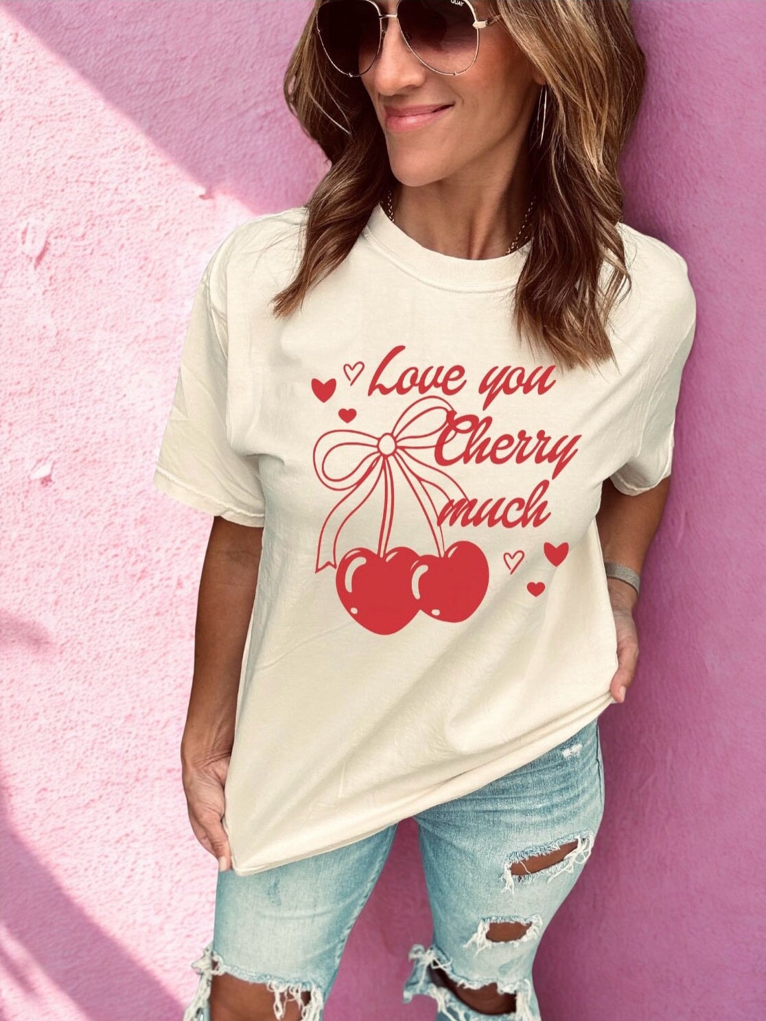 Love you cherry much heavyweight tee valentines Lane seven heavyweight tee 