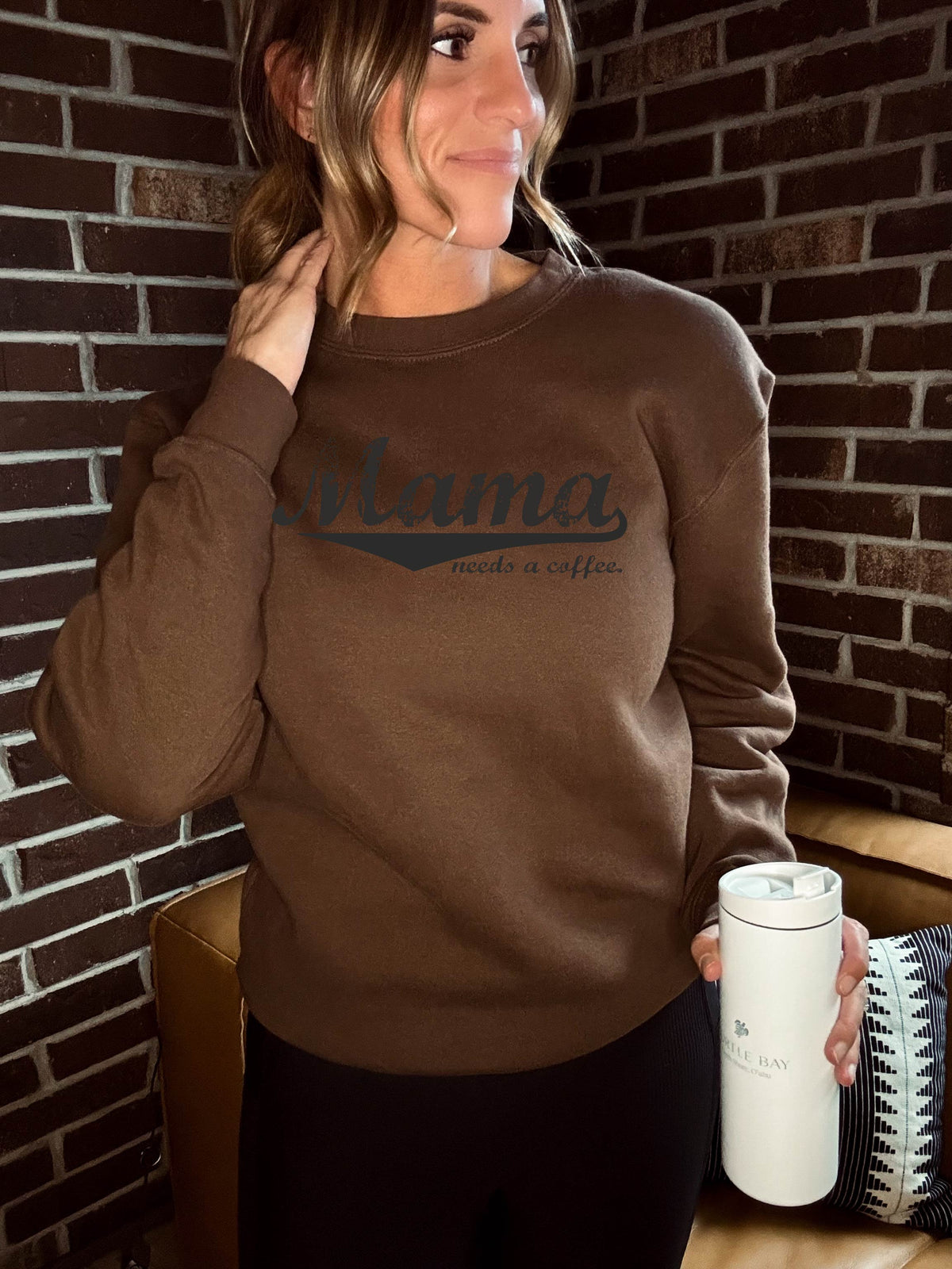 Mama needs a coffee fleece sweatshirt coffee Lane seven 