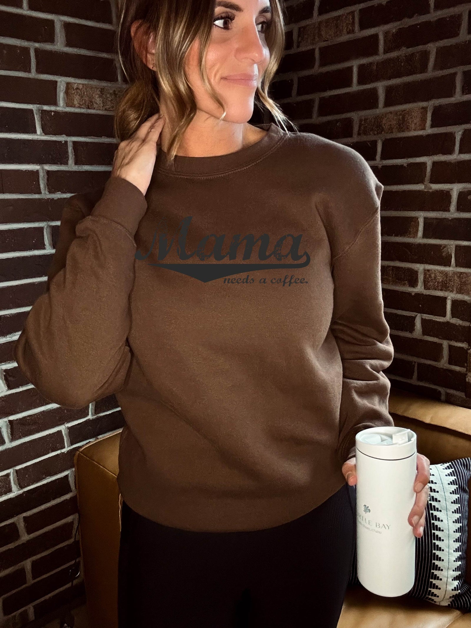 Mama needs a coffee fleece sweatshirt coffee Lane seven 