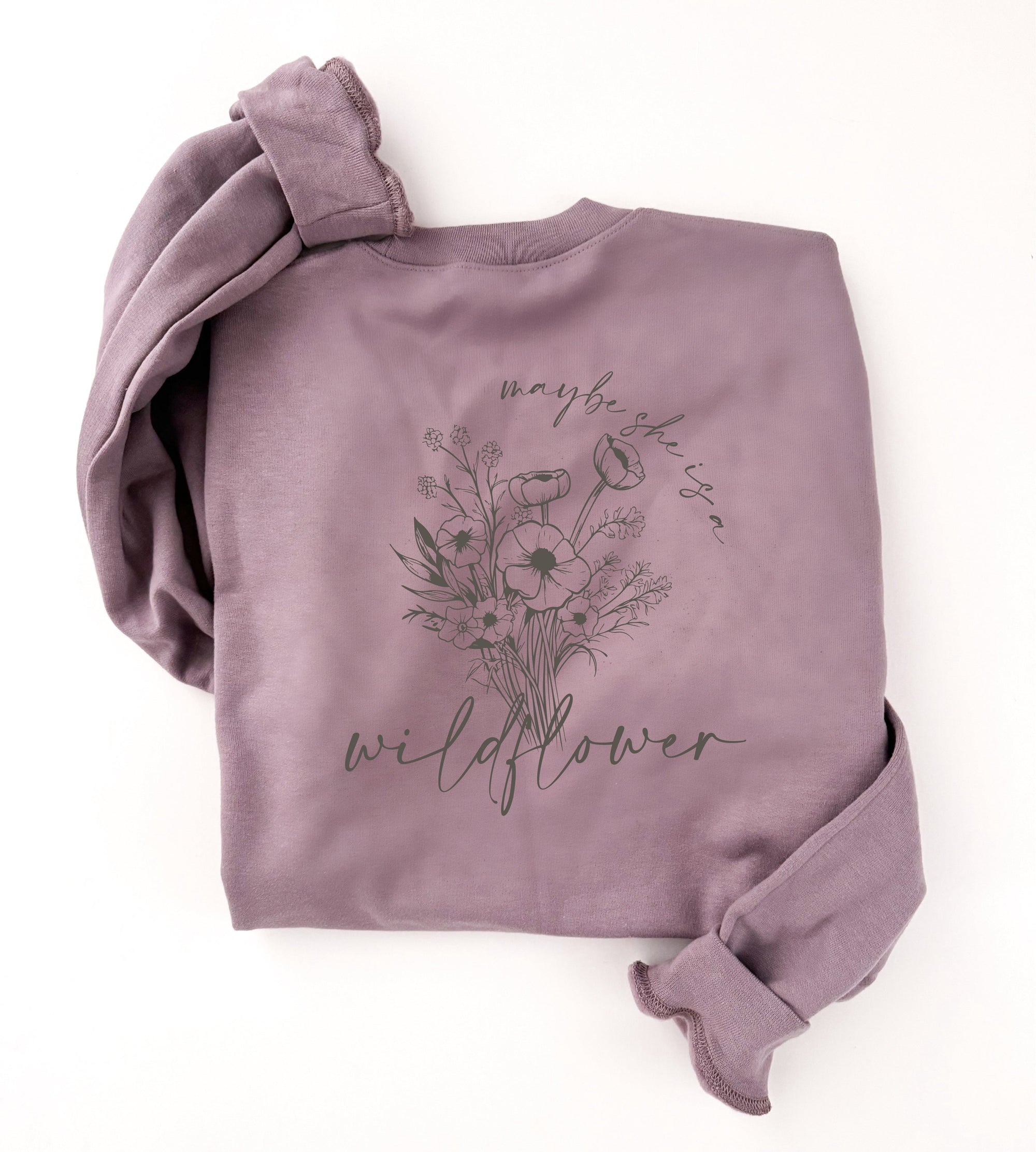 Maybe she is a wildflower double print basic fleece sweatshirt Spring Gildan SF000 