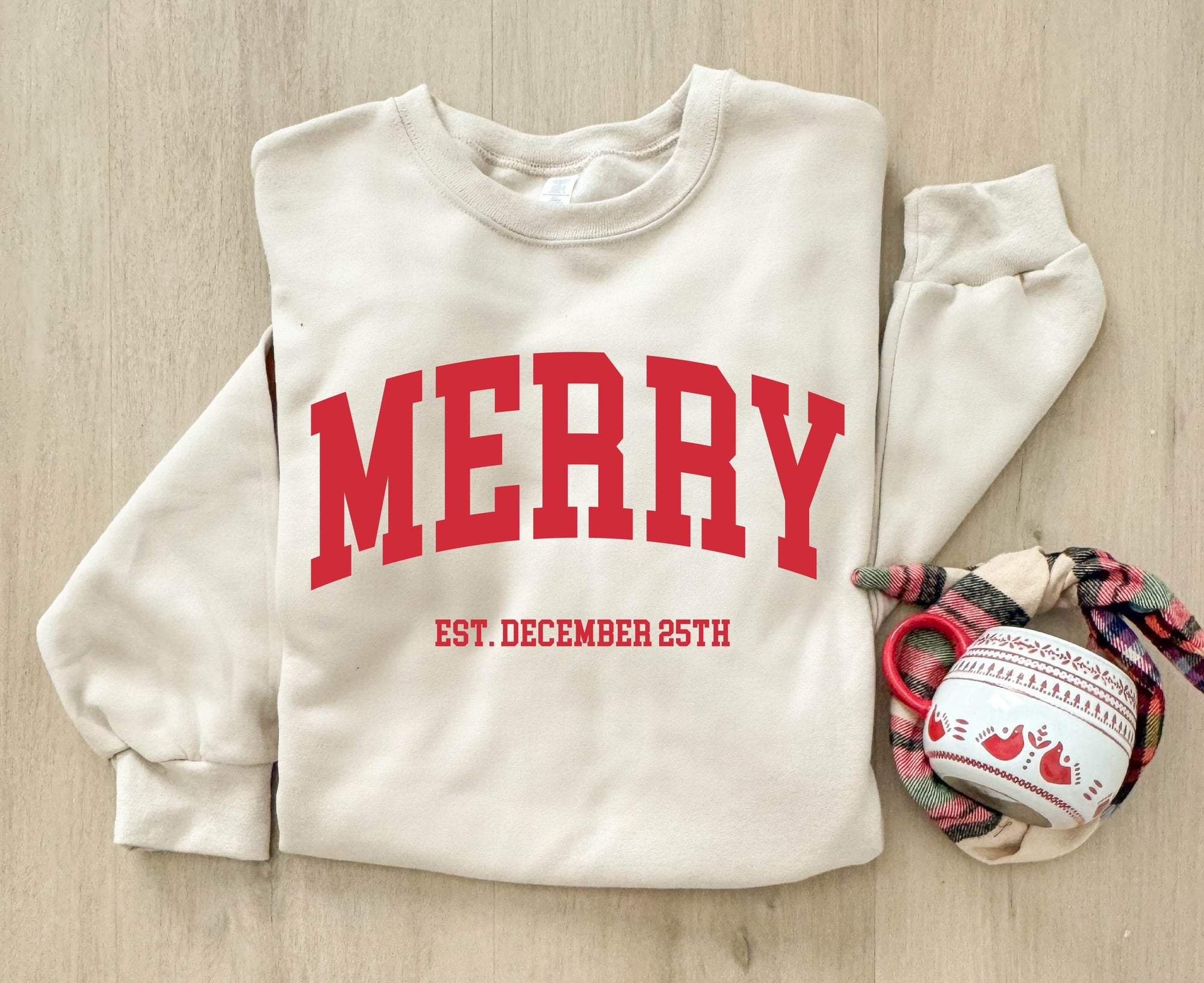 Merry Est. December 25th basic sweatshirt Words Gildan 18000 sweatshirt 