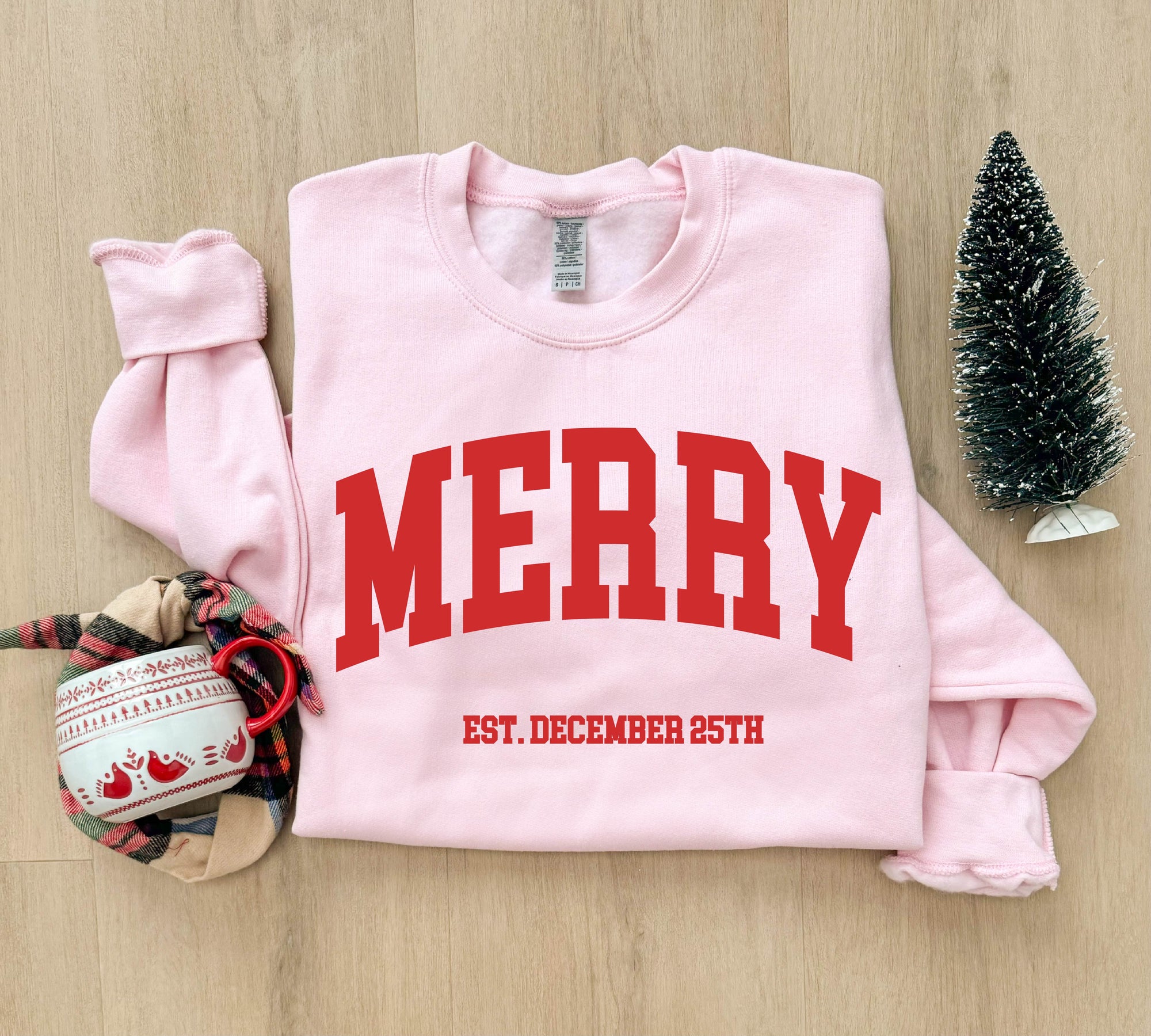 Merry Est. December 25th basic sweatshirt Words Gildan 18000 sweatshirt 