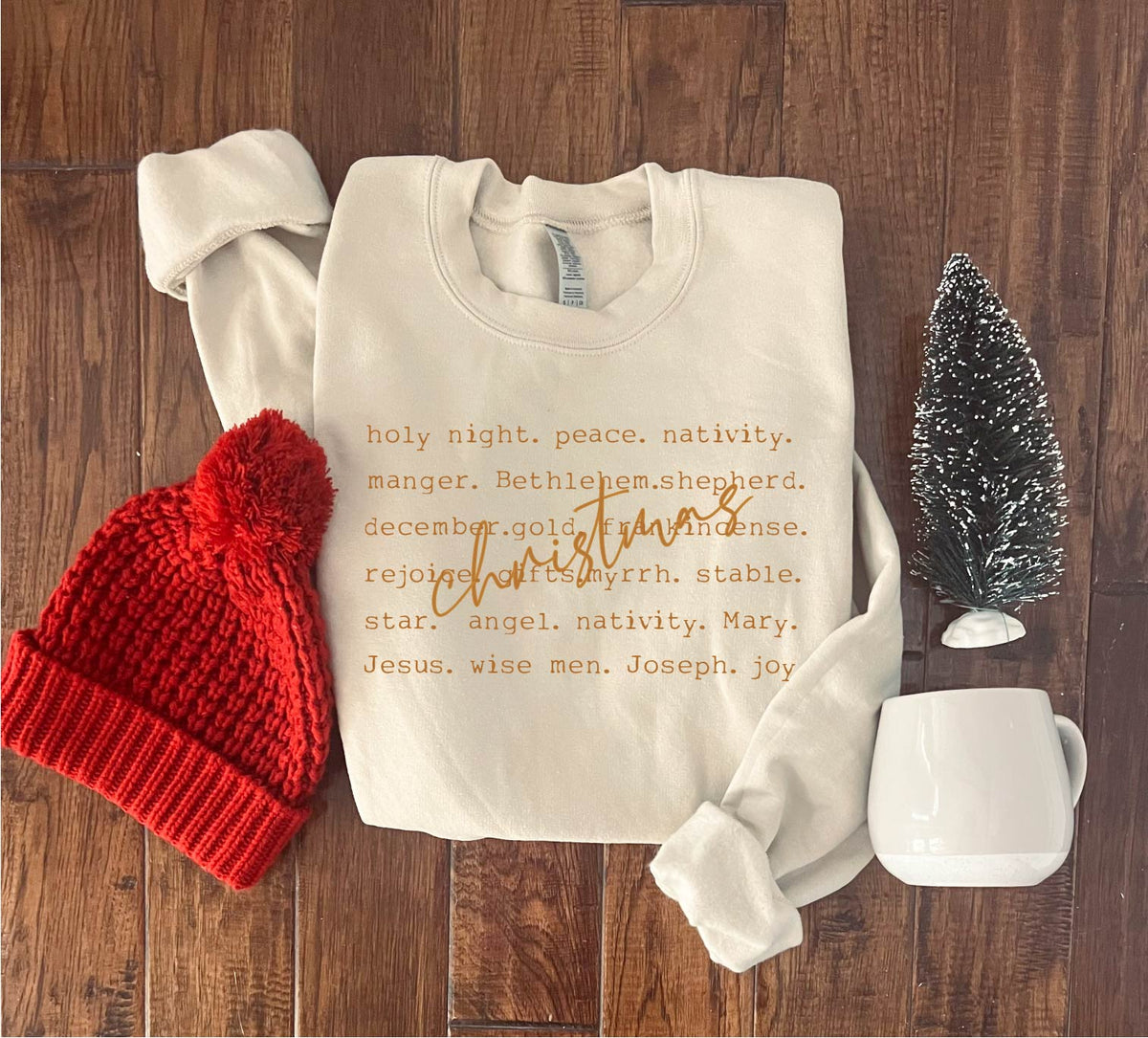 Nativity words sweatshirt Holiday sweatshirt Gildan 18000 sweatshirt 