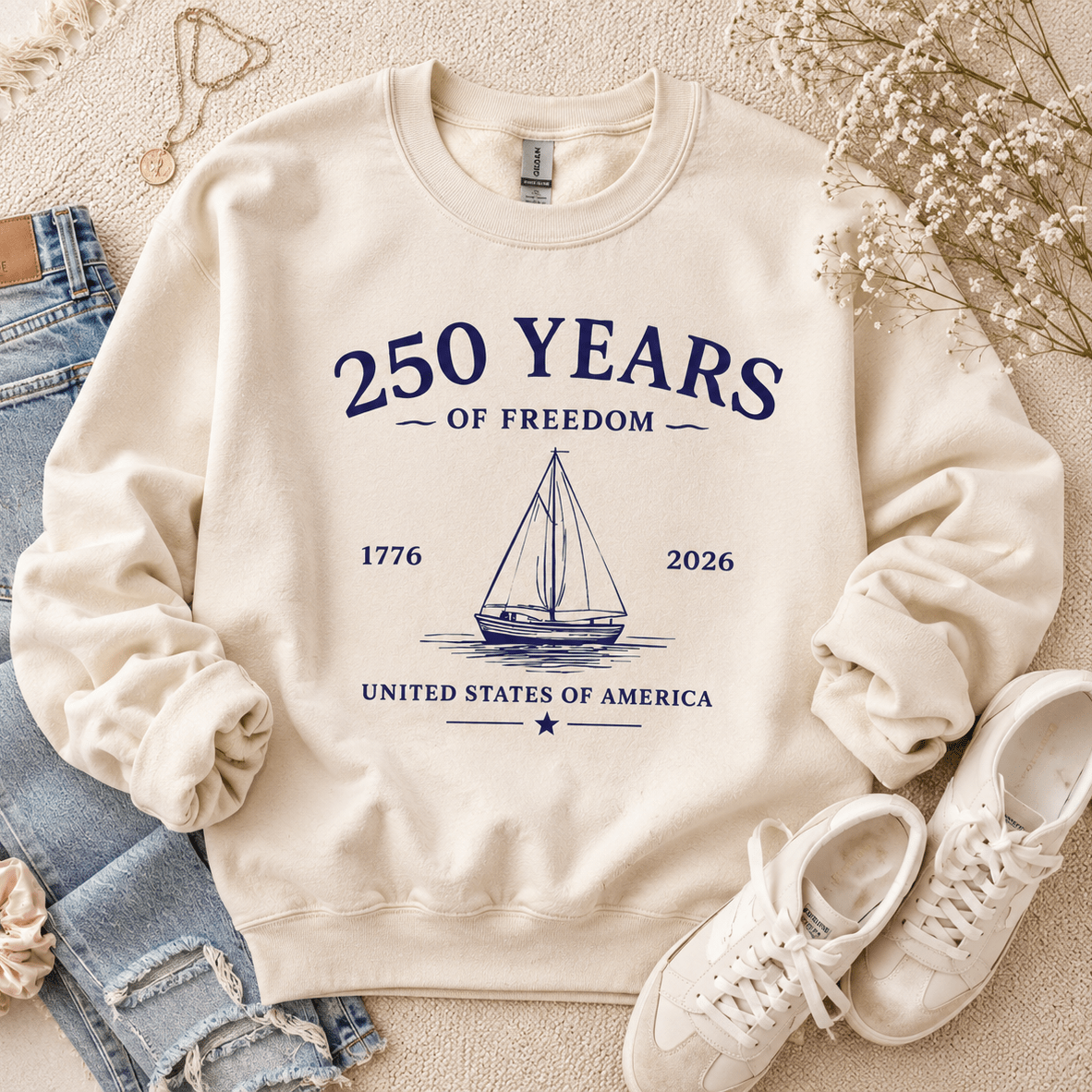 New England Americana Sweatshirt Graphic Design Sweatshirt Lane Seven XS 