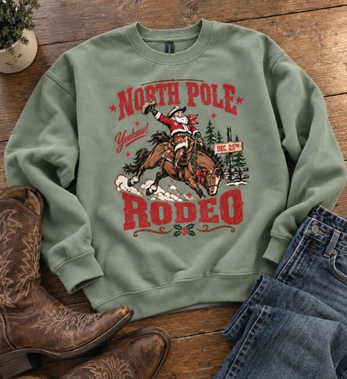 North Pole Rodeo Sweatshirt christmas Lane Seven 