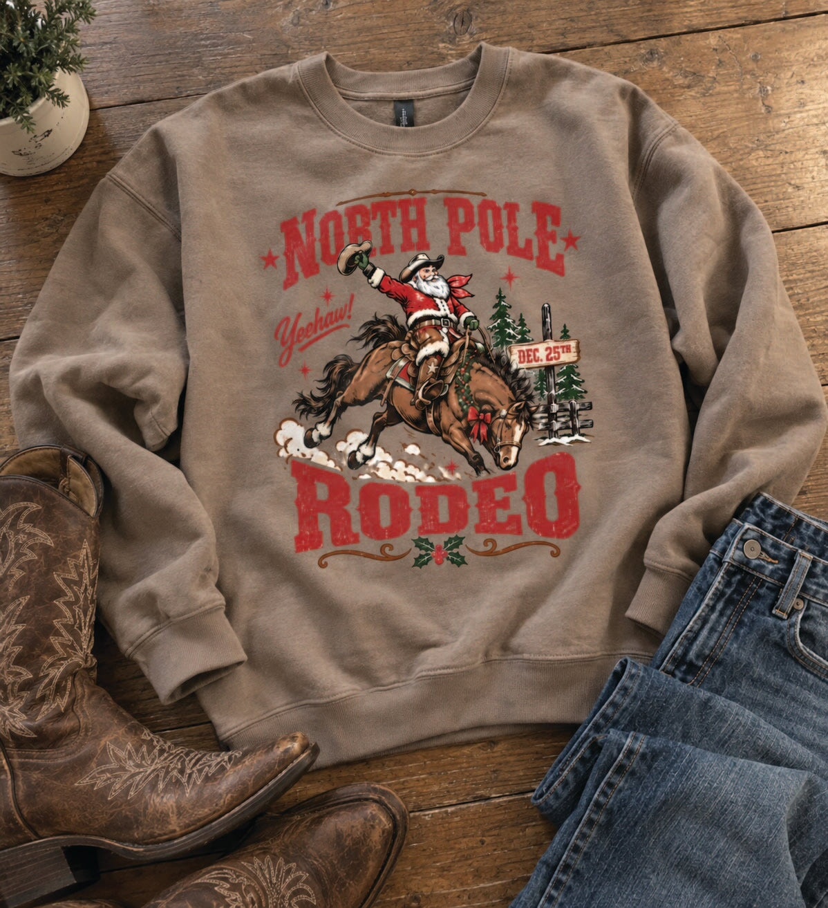 North Pole Rodeo Sweatshirt christmas Lane Seven 