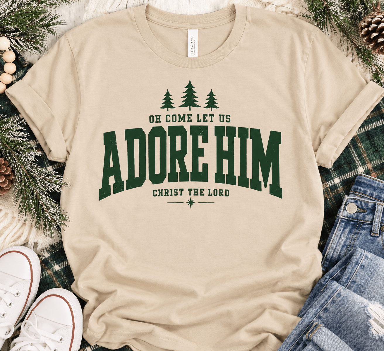 Oh come let us adore him heavyweight tee Costa Threads 