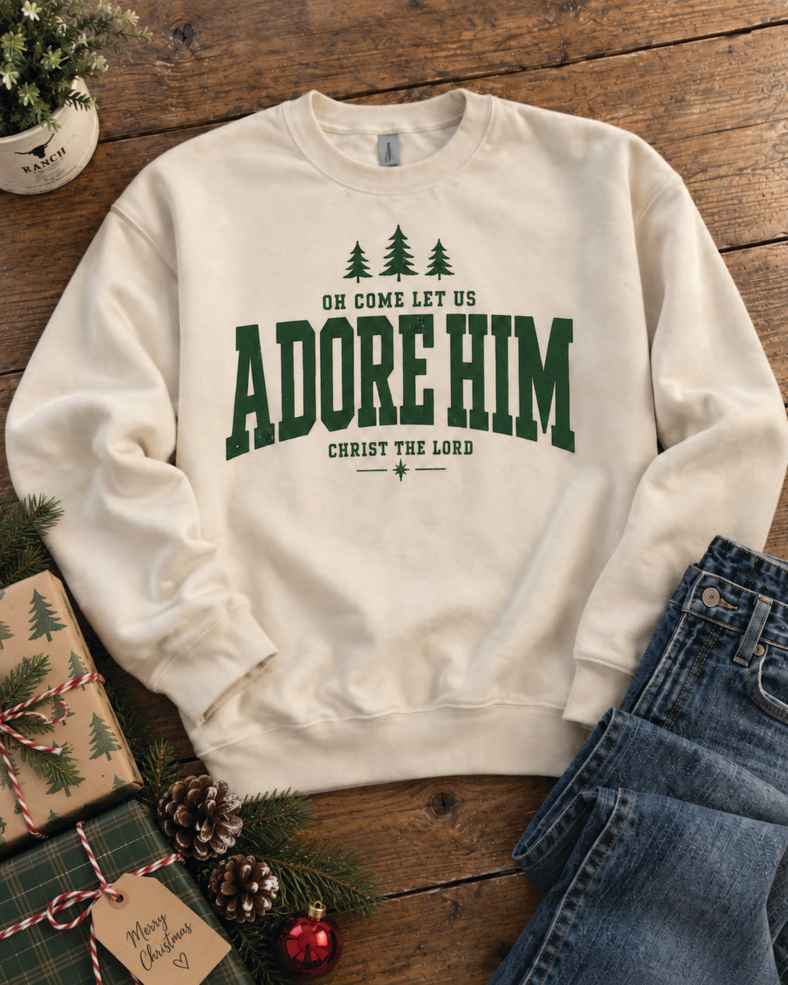 Oh Come Let Us Adore Him Sweatshirt