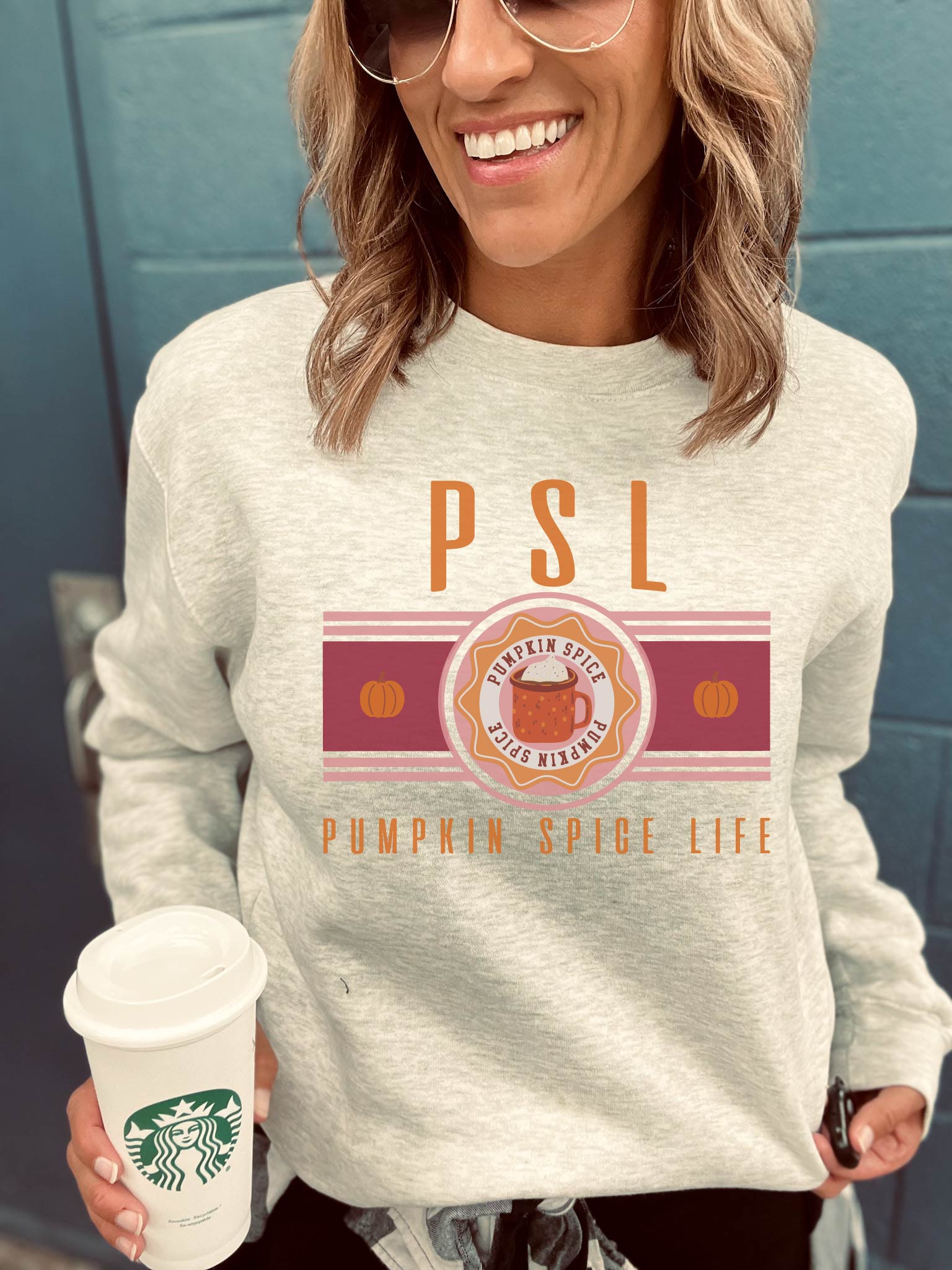 PSL pumpkin spice logo sweatshirt fall Lane seven 