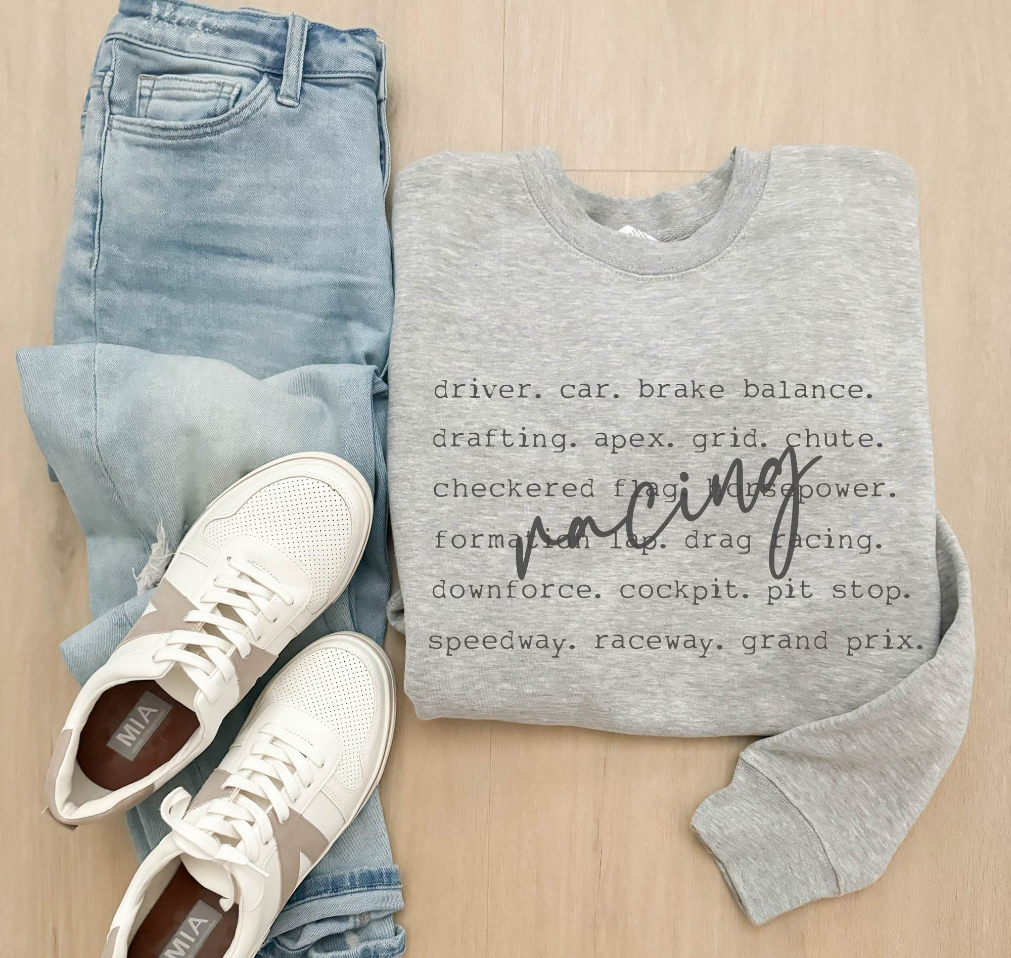 Racing words basic sweatshirt words Gildan 18000 sweatshirt 