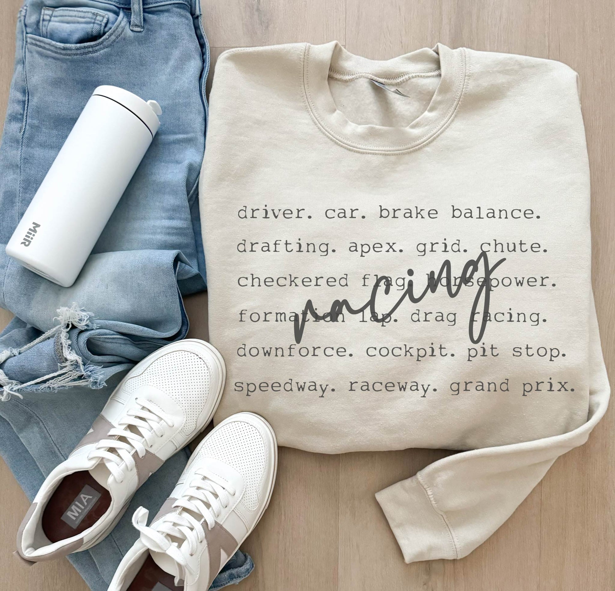 Racing words basic sweatshirt words Gildan 18000 sweatshirt 