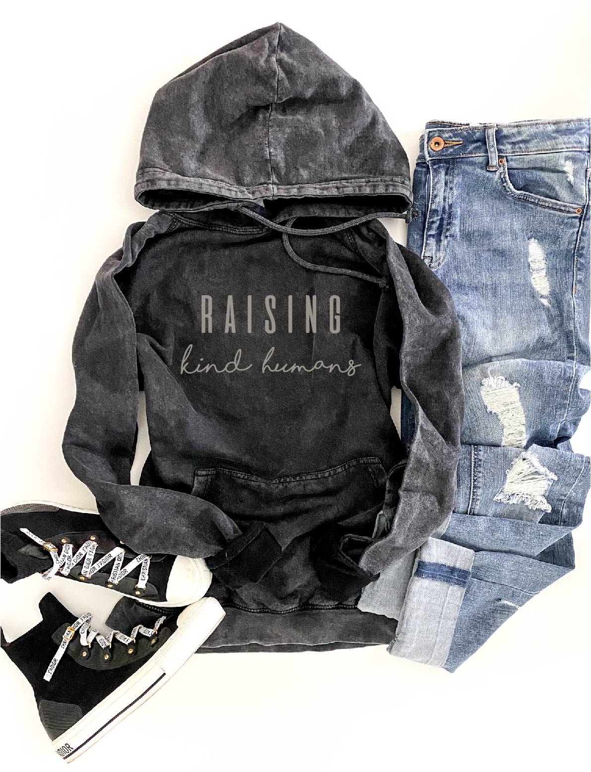 Raising kind humans vintage wash hoodie Sports hoodie Lane Seven vintage hoodie 